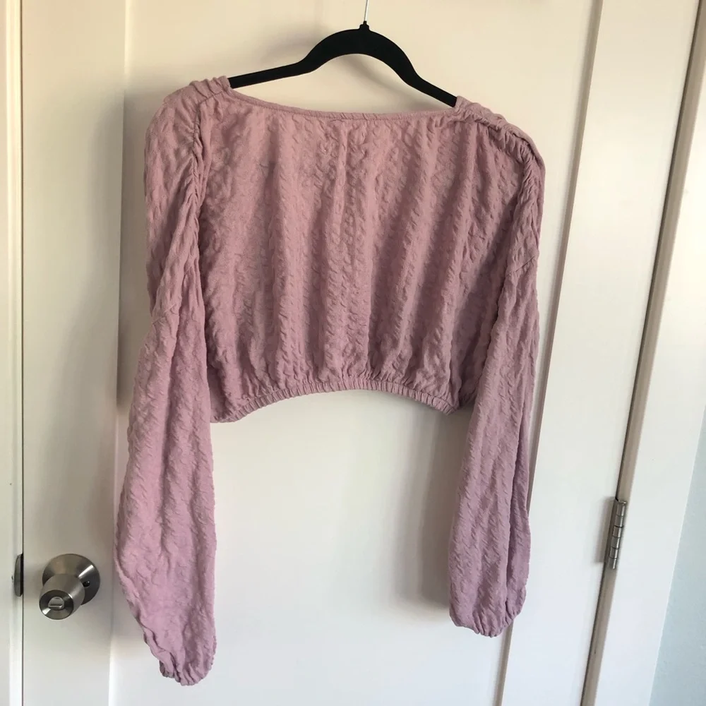 Urban outfitters frida surplice crop top textured fabric lilac